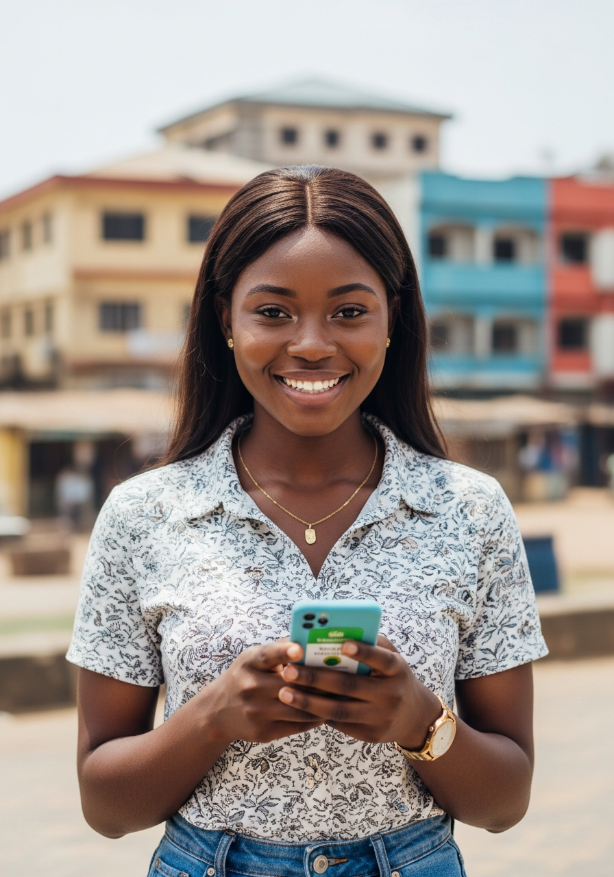 Young Ghanaian student in Accra saving with SelfSusu