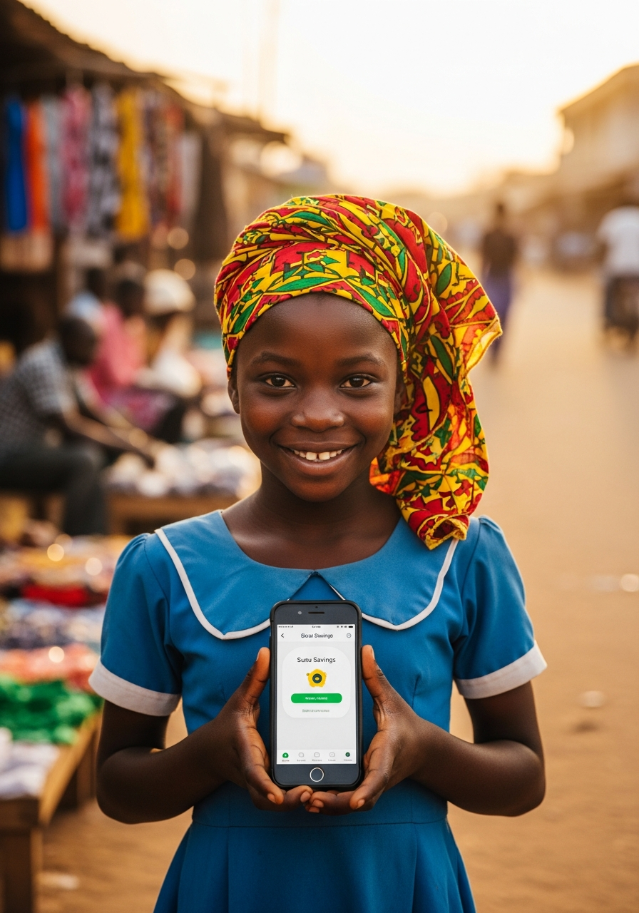 Young Ghanaian student in Tamale saving with SelfSusu